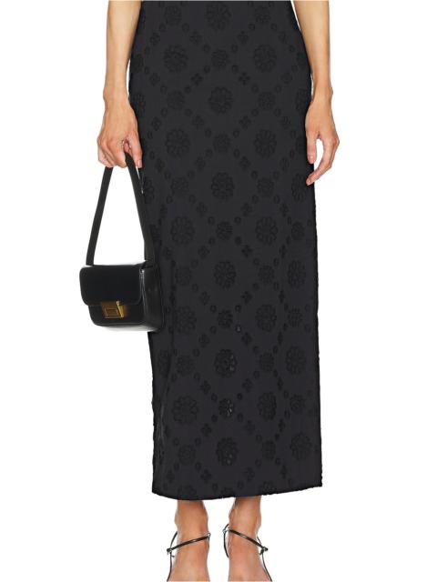 Eyelet Column Midi Skirt