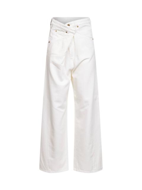 White denim Ines fold over waist jeans