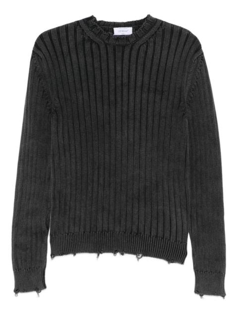 ribbed distressed-finish sweater