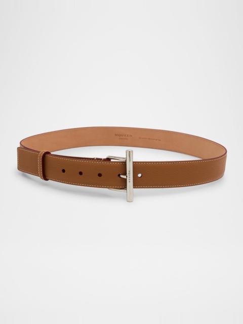 Sling Cross-Bar Buckle Leather Belt