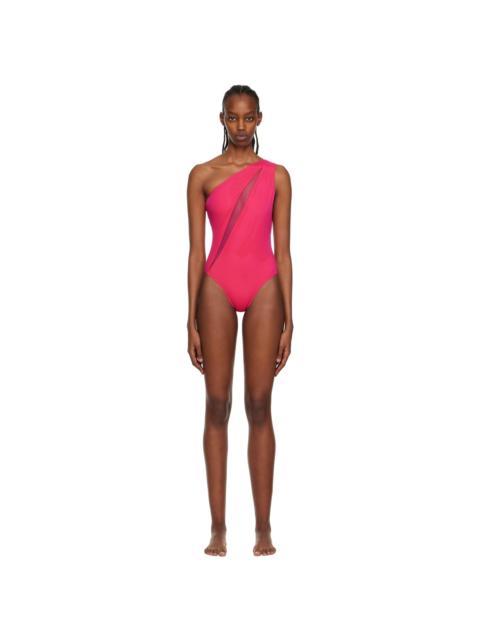Pink Slashed One-Piece Swimsuit