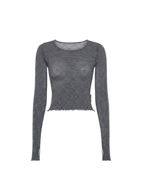 Moonogram Mesh Flock Second Skin Cropped Top