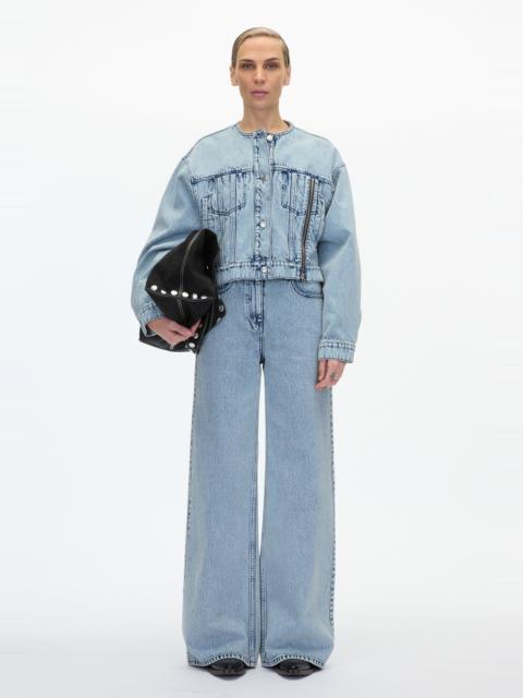 Crewneck Cropped Denim Jacket