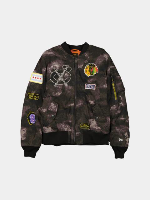 CHICAGO BLACKHAWKS X ALPHA X NEW ERA MA-1 BOMBER JACKET (BLACK CAMO)