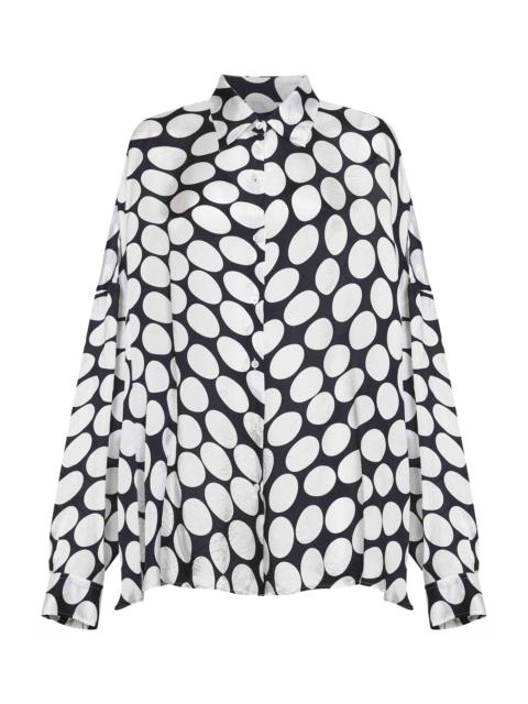 Black viscose Soft Ellipses-printed cocoon shirt