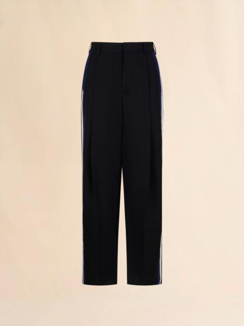 BLACK WOOL TROUSERS WITH BICOLOUR SIDE BANDS