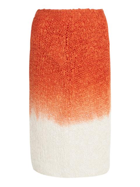 Lightweight Wool Silk Overdye Knit Midi Skirt multi