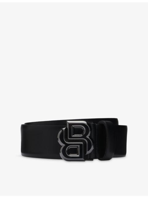 Monogram-Buckle Leather Belt