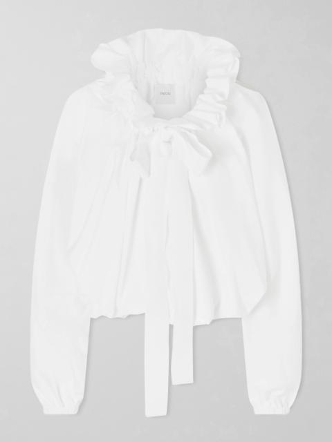 Tie-detailed Ruffled Cotton-poplin Blouse