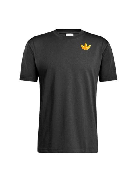 Men's adidas originals Funny Printing Sports Round Neck Short Sleeve Black T-Shirt H48289