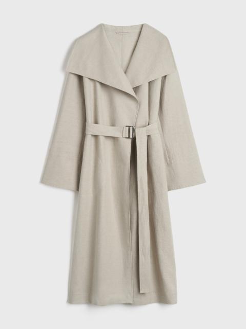 Signature linen-blend coat sand