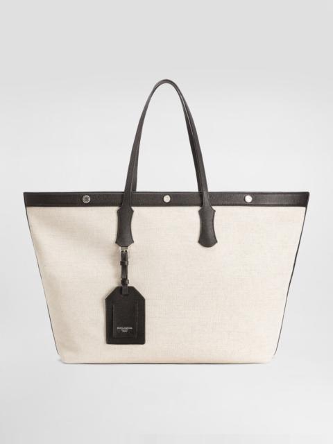 Atene shopping bag in sale&pepe fabric and alpine calfskin