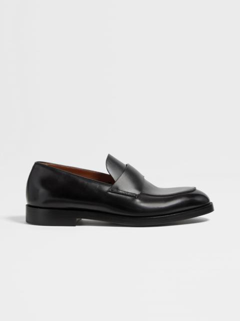 BLACK LEATHER TORINO LOAFERS