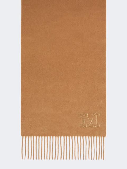 Monogram-embroidered cashmere stole - BEIGE
