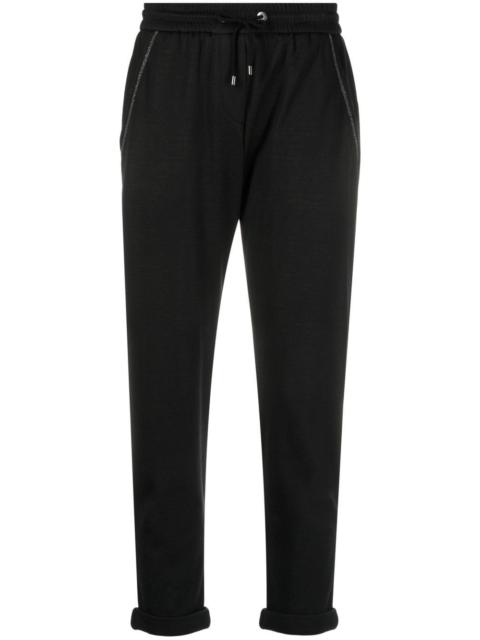 Monili-embellished cropped track pants