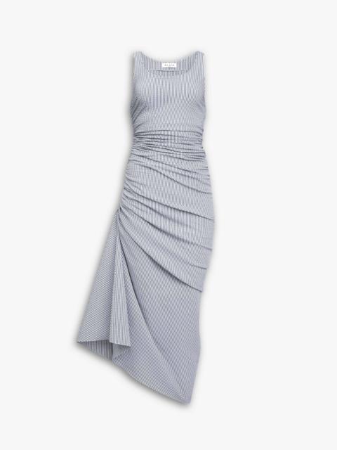 STRIPED SEERSUCKER GATHERED DRESS
