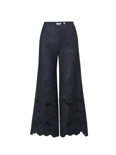 OSBORNE WIDE-LEG EYELET PANT