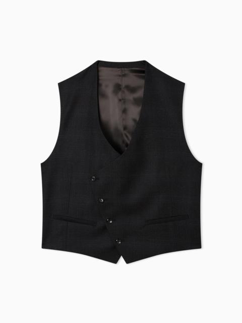WAISTCOAT IN PRINCE OF WALES CHECK SUPER 130S WOOL