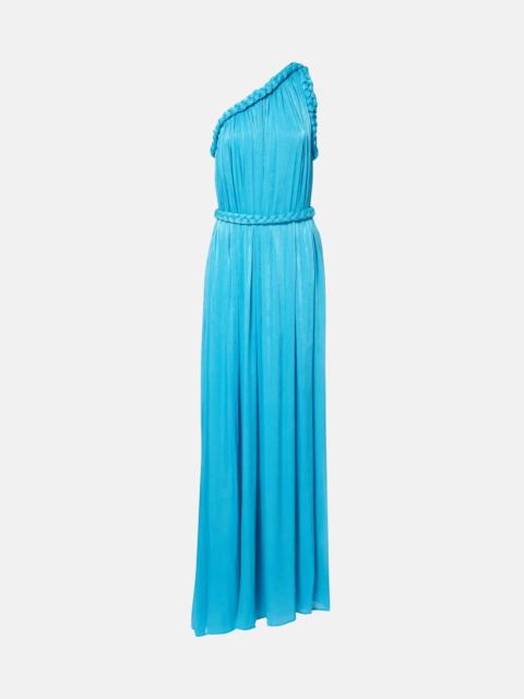 Isilda lamé georgette one-shoulder gown