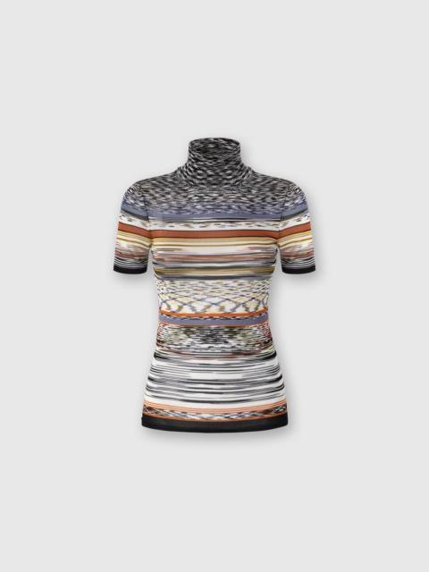 Mock Neck Sweater in Striped Knit