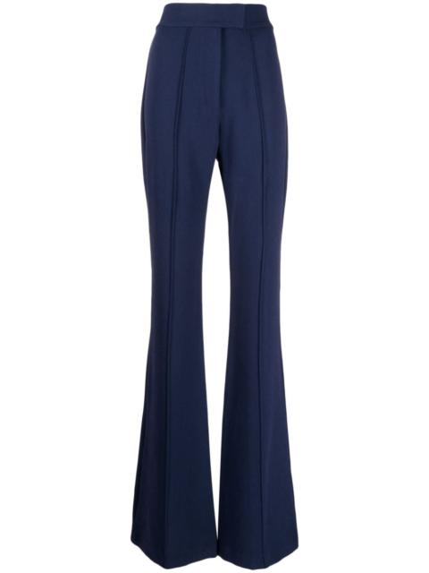 high-waisted flared trousers