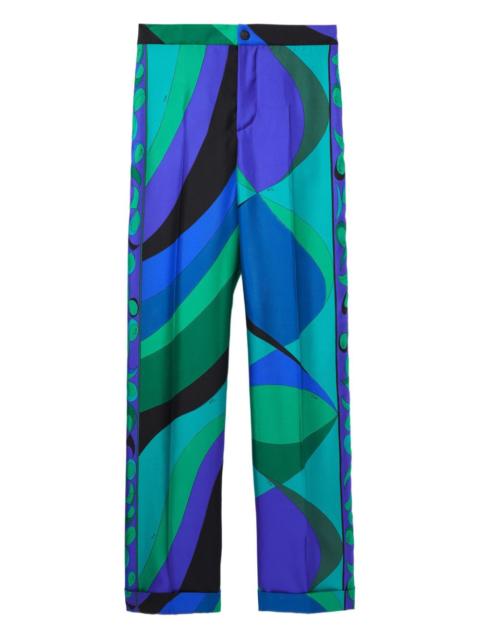 Pesci-patterned wide-leg trousers