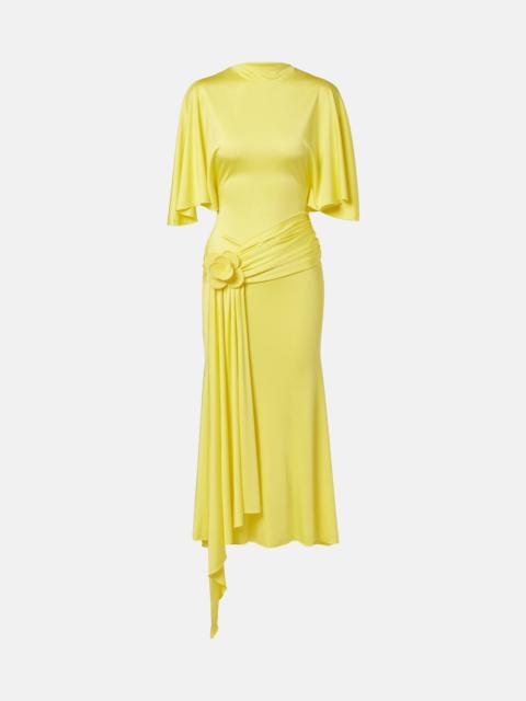 Floral-appliqué jersey cocktail dress