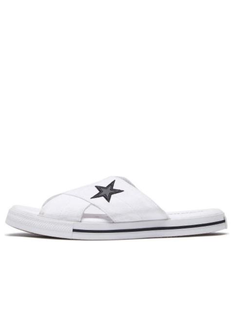 (WMNS) Converse One Star Slide Canvas White Slippers 'White Black' 565530C