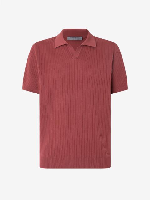 Burgundy buttonless Pima cotton polo shirt