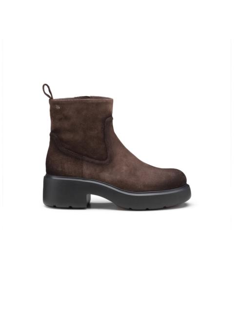 Women's dark brown suede Easy ankle boot
