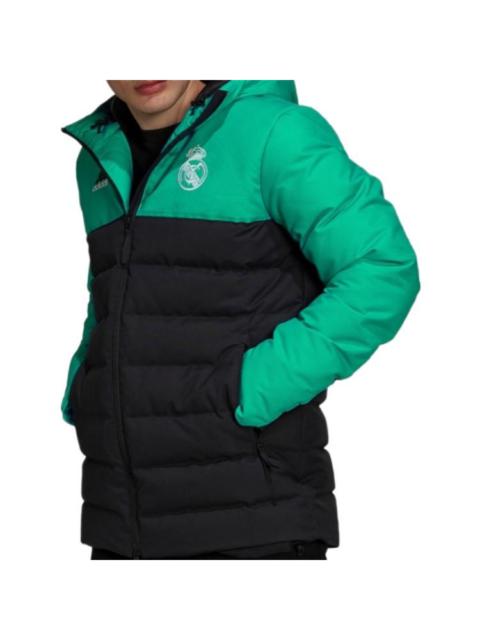 adidas Soccer Stay Warm Windproof Hooded Down Jacket 'Black Green' GR4268