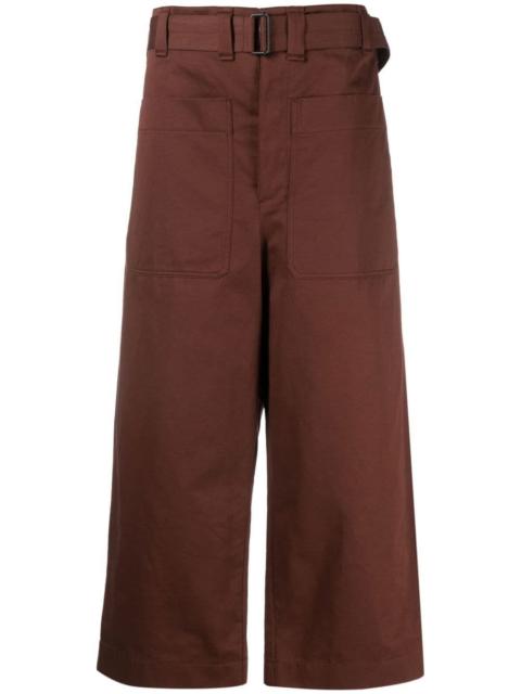 wide-leg cotton-linen trousers