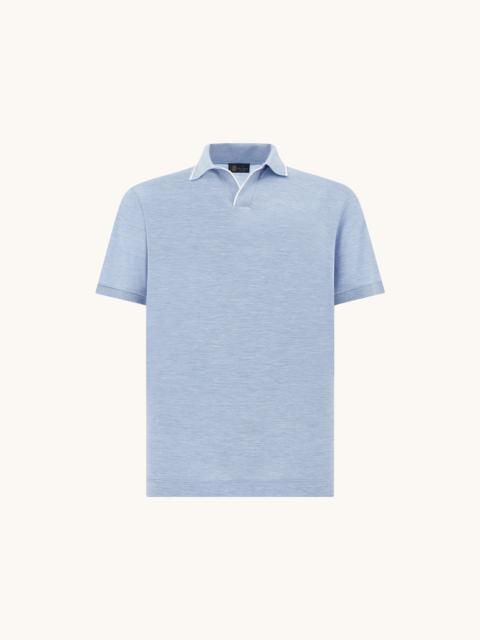 OPEN COLLAR POLO IN COTTON AND SILK