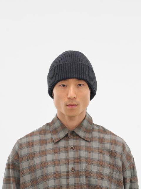 Black Rib-Knit Wool Beanie