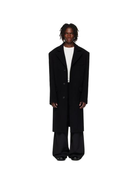 Black Melton Overcoat