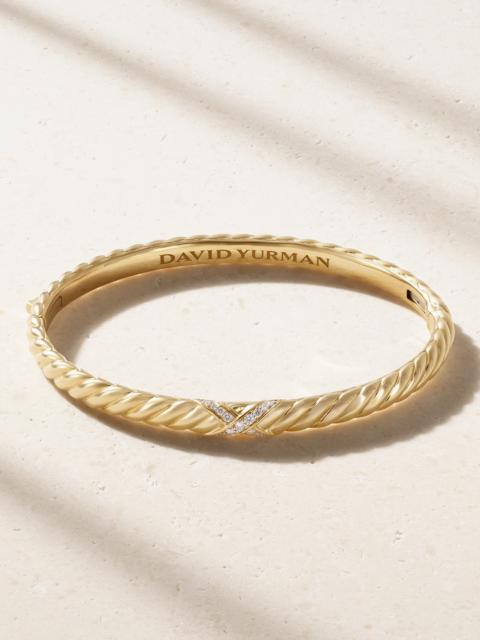 Sculpted Cable 18-karat Gold Diamond Bangle