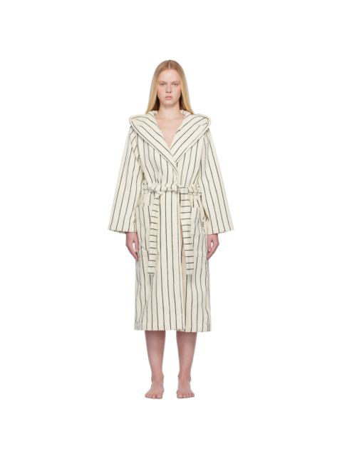 Off-White & Green Terry Hooded Bathrobe