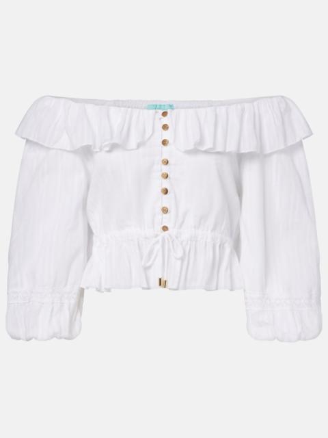 Corrine off-shoulder cotton poplin blouse