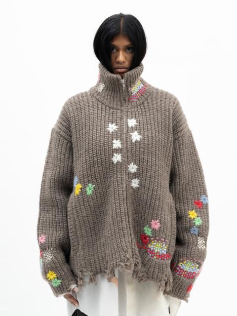 CAMEL DARNING CUT OFF DRIVERS KNITWEAR