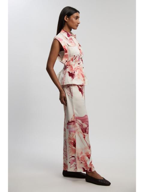 Premium Viscose Linen Floral Woven Straight Leg Trouser