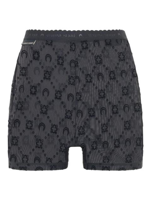 flock-print mesh shorts