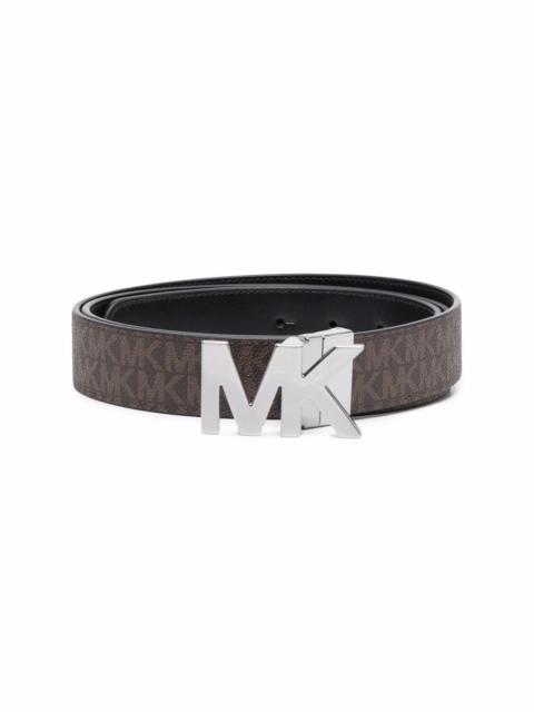 logo-print leather belt