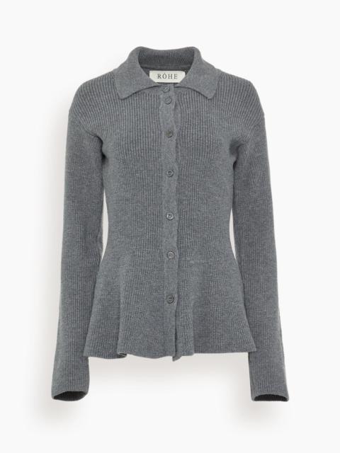 Waisted Rib Cardigan in Dark Grey Melange
