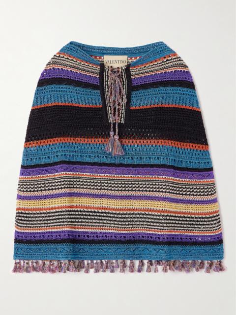 Striped Metallic Knitted Poncho