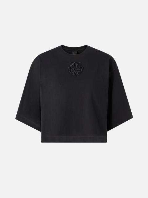 CROPPED T-SHIRT WITH LOVE BIRDS EMBROIDERY