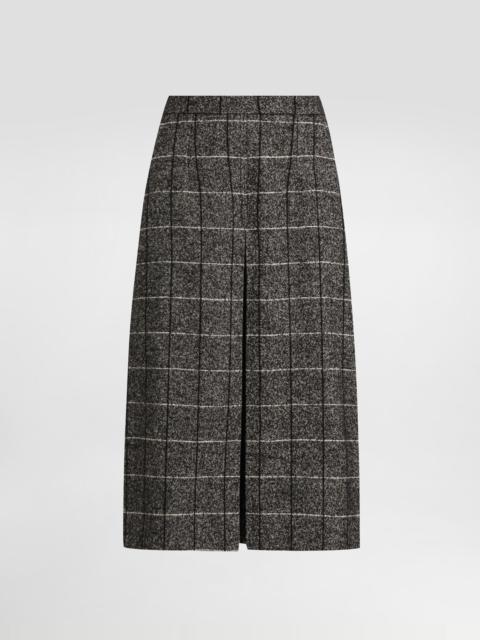 Wool blend check skirt