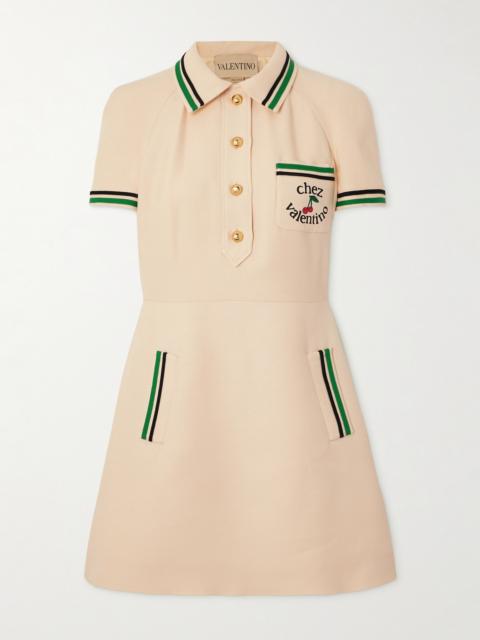 Printed Striped Wool And Silk-blend Mini Shirt Dress