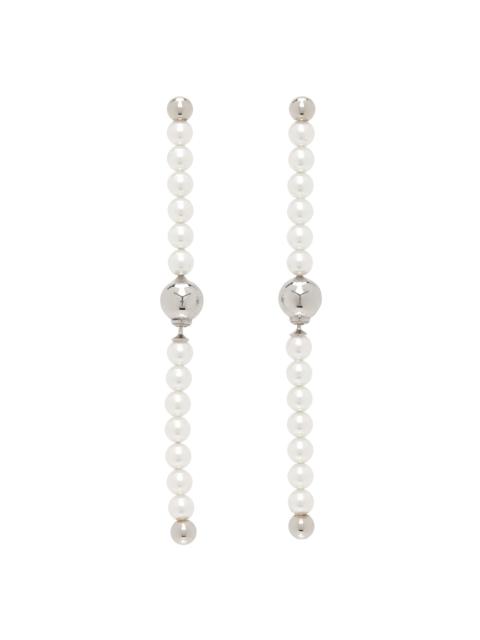 Silver Bead Branch Pearl Earrings