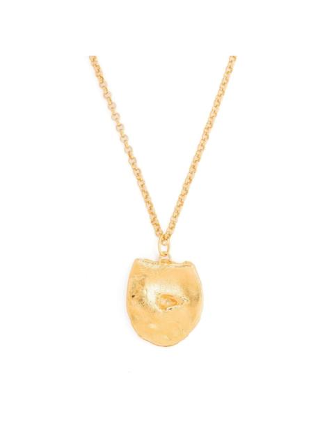 hammered-pendant gold-plated necklace