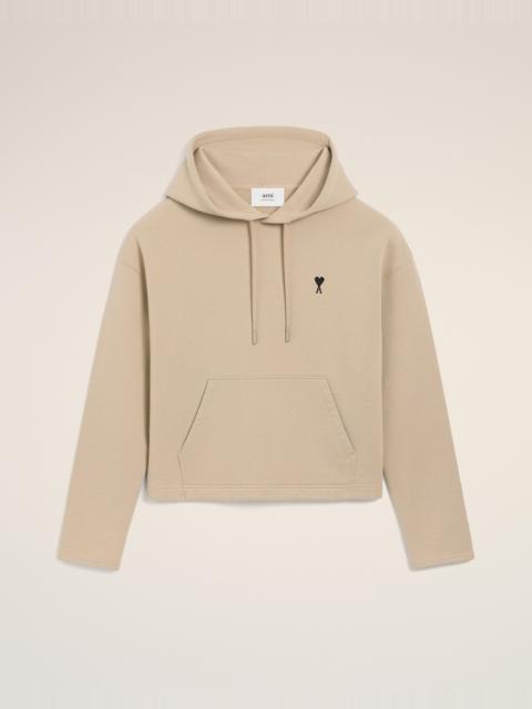 BEIGE COTTON CONTRASTED AMI DE COEUR HOODIE